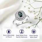 Luxoro 10K White Gold AAA Lagoon Tourmaline, White Diamond I2 Main Stone With Side Stone Ring, Gold Wt.3.36 Gms  1.080  Ct._8245616_4