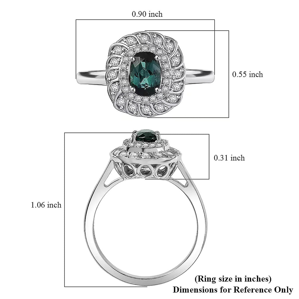 Luxoro 10K White Gold AAA Lagoon Tourmaline, White Diamond I2 Main Stone With Side Stone Ring, Gold Wt.3.36 Gms  1.080  Ct._8245616_5