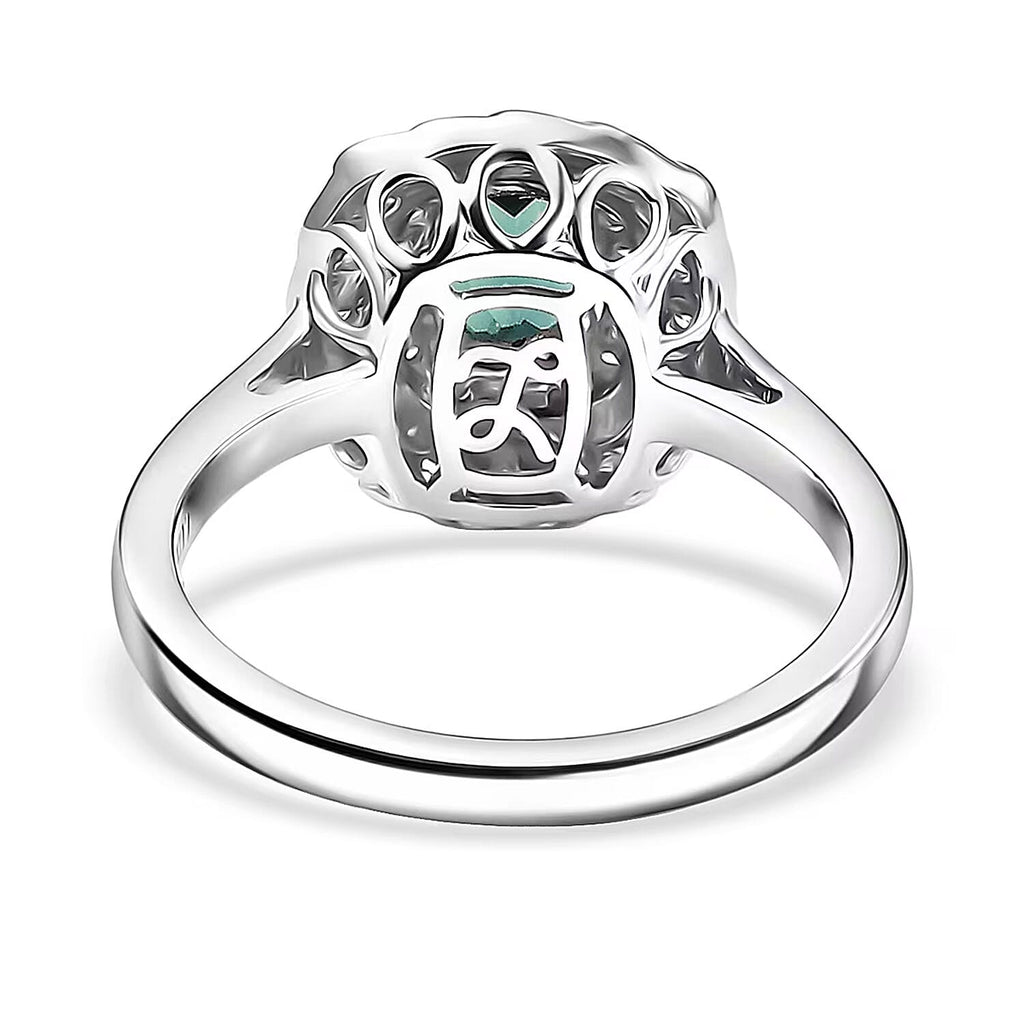 Luxoro 10K White Gold AAA Lagoon Tourmaline, White Diamond I2 Main Stone With Side Stone Ring, Gold Wt.3.36 Gms  1.080  Ct._8245616_6