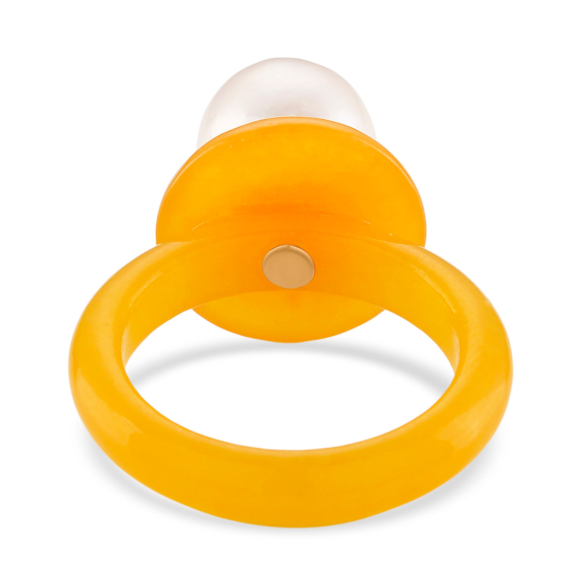 D'Joy Edison Pearl &amp; Honey Jade Ring in Yellow Gold Plated Sterling Silver 26.52 Ct. 8245958 5