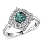 Luxoro 10K White Gold AAA Lagoon Tourmaline, White Diamond I2 Main Stone With Side Stone Ring, Gold Wt.3.12 Gms  1.210  Ct._8246532