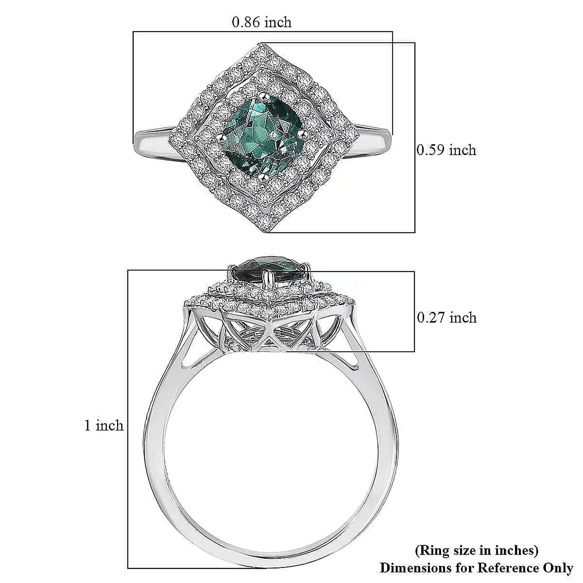 Certified and Appraised LUXORO AAA Lagoon Tourmaline, White Diamond I2 Main Stone With Side Stone Ring in 10K White Gold, Gold Wt.3.12 Gms  1.210  Ct. 8246532 5