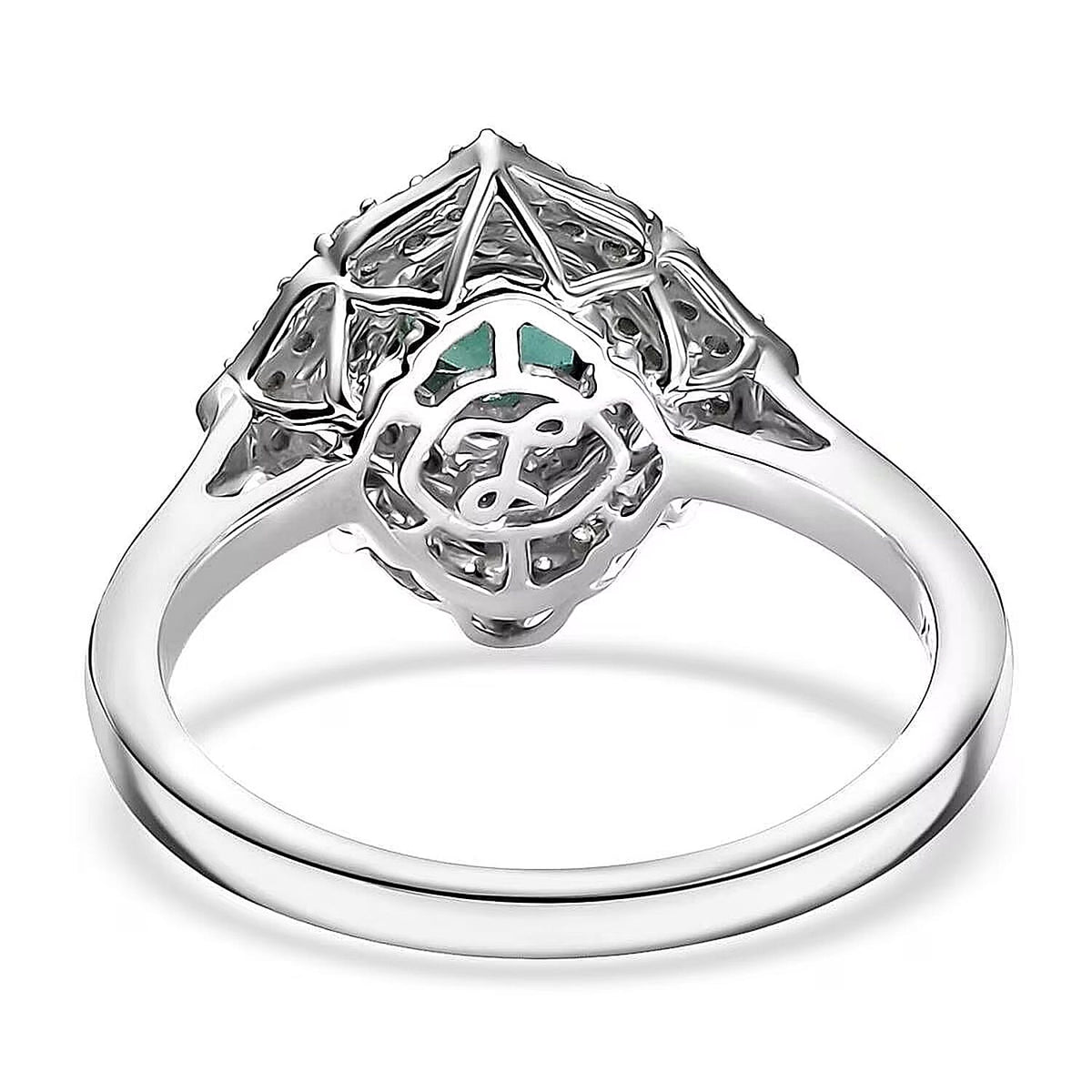 Certified and Appraised LUXORO AAA Lagoon Tourmaline, White Diamond I2 Main Stone With Side Stone Ring in 10K White Gold, Gold Wt.3.12 Gms  1.210  Ct. 8246532 6