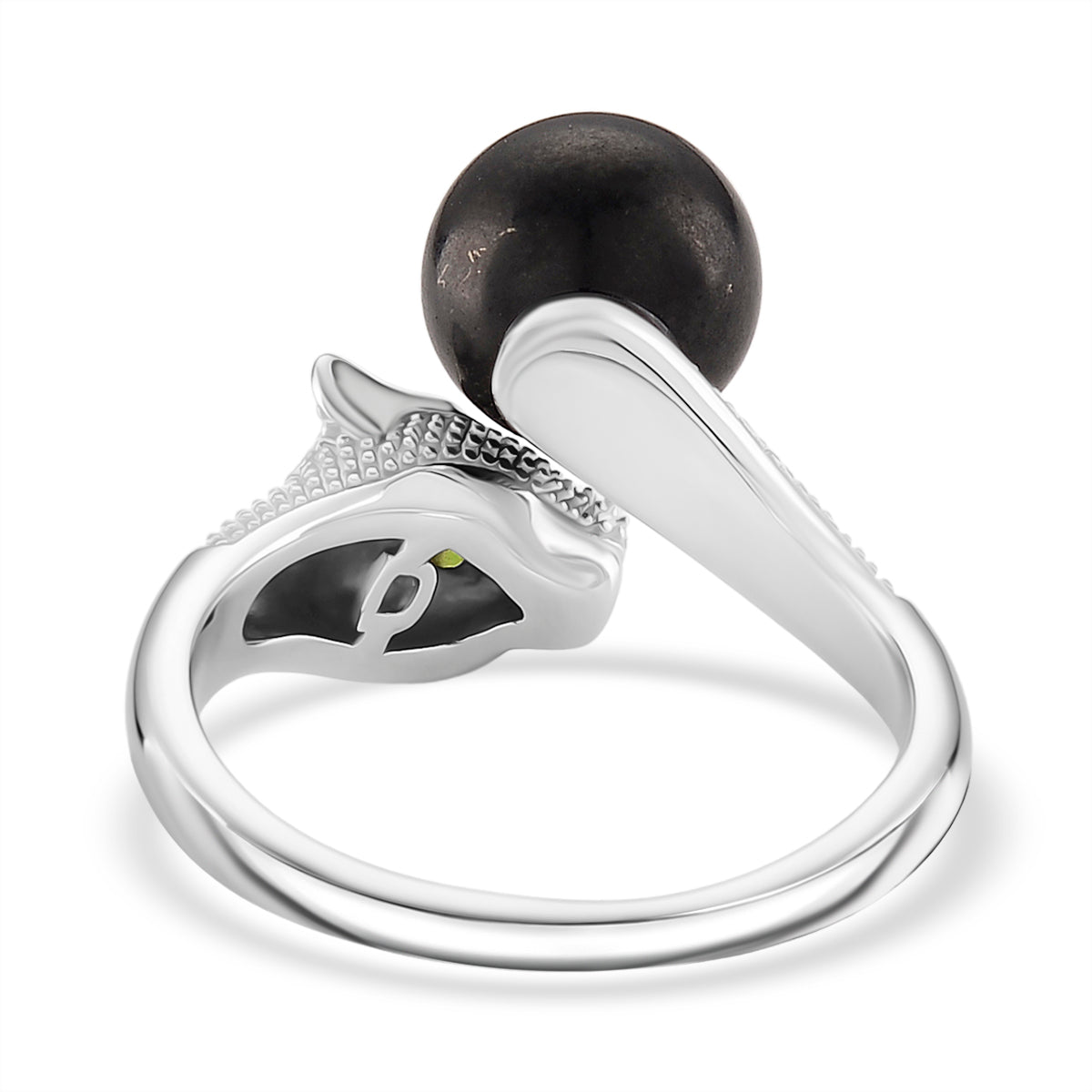 D'Joy Shungite &amp; Natural Chrome Diopside Panther Ring in Rhodium Overlay Sterling Silver 5.56 Ct. 8247066 4