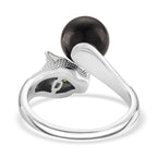 D'Joy Shungite & Natural Chrome Diopside Panther Ring in Rhodium Overlay Sterling Silver 5.56 Ct._8247066_3