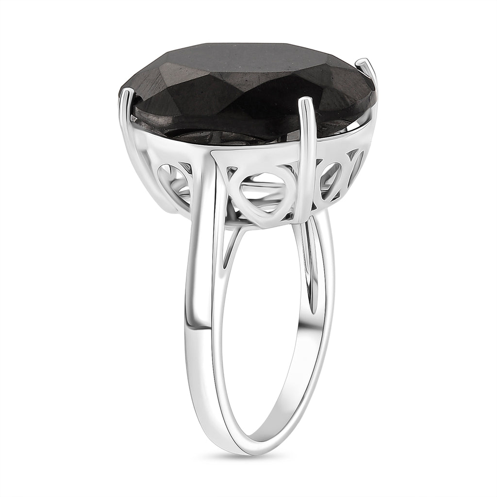 D'Joy Natural Shungite Solitaire Ring in Rhodium Overlay Sterling Silver 11.50 Ct._8247086_2