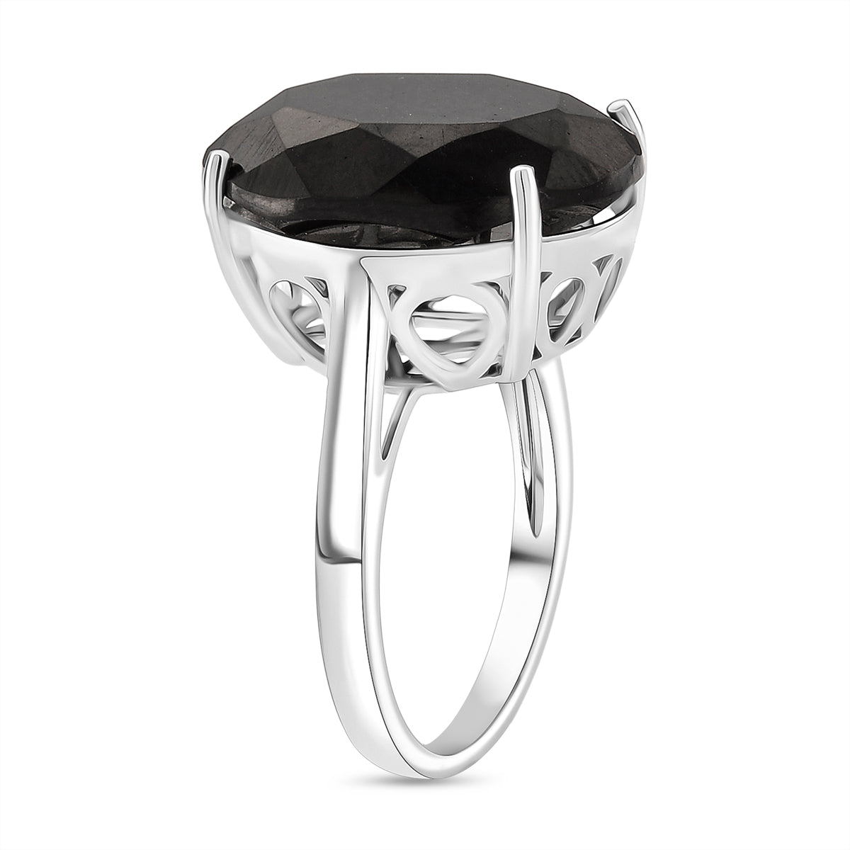 D'Joy Natural Shungite Solitaire Ring in Rhodium Overlay Sterling Silver 11.50 Ct. 8247086 3