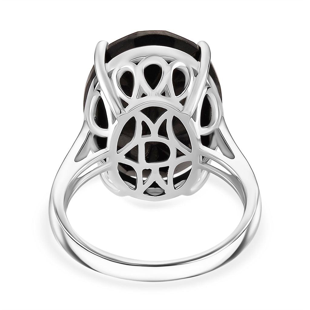 D'Joy Natural Shungite Solitaire Ring in Rhodium Overlay Sterling Silver 11.50 Ct._8247086_3