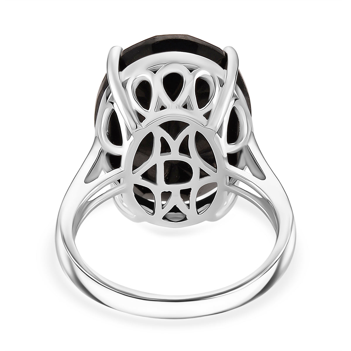 D'Joy Natural Shungite Solitaire Ring in Rhodium Overlay Sterling Silver 11.50 Ct. 8247086 4