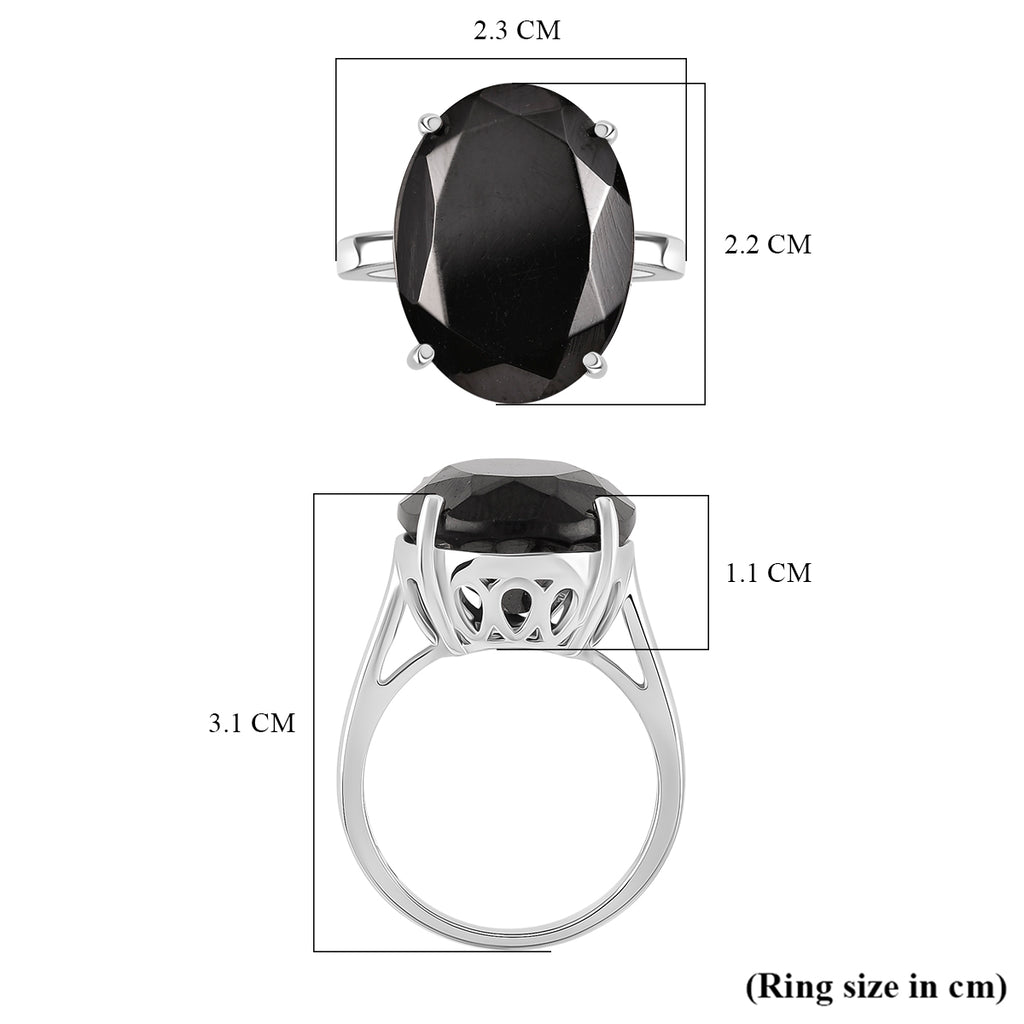 D'Joy Natural Shungite Solitaire Ring in Rhodium Overlay Sterling Silver 11.50 Ct._8247086_4