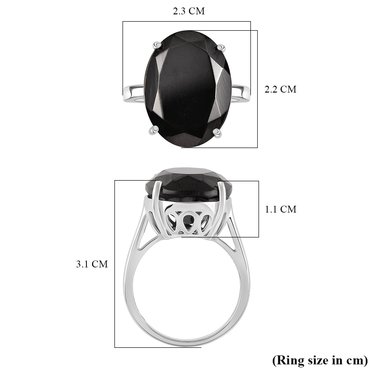D'Joy Natural Shungite Solitaire Ring in Rhodium Overlay Sterling Silver 11.50 Ct. 8247086 5