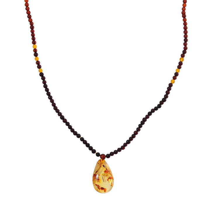 Multi Colour Amber Beads Necklace (Size 22 + 2 Ext) in Yellow Gold Plated Sterling Silver 17.50 Ct. 8248055 1