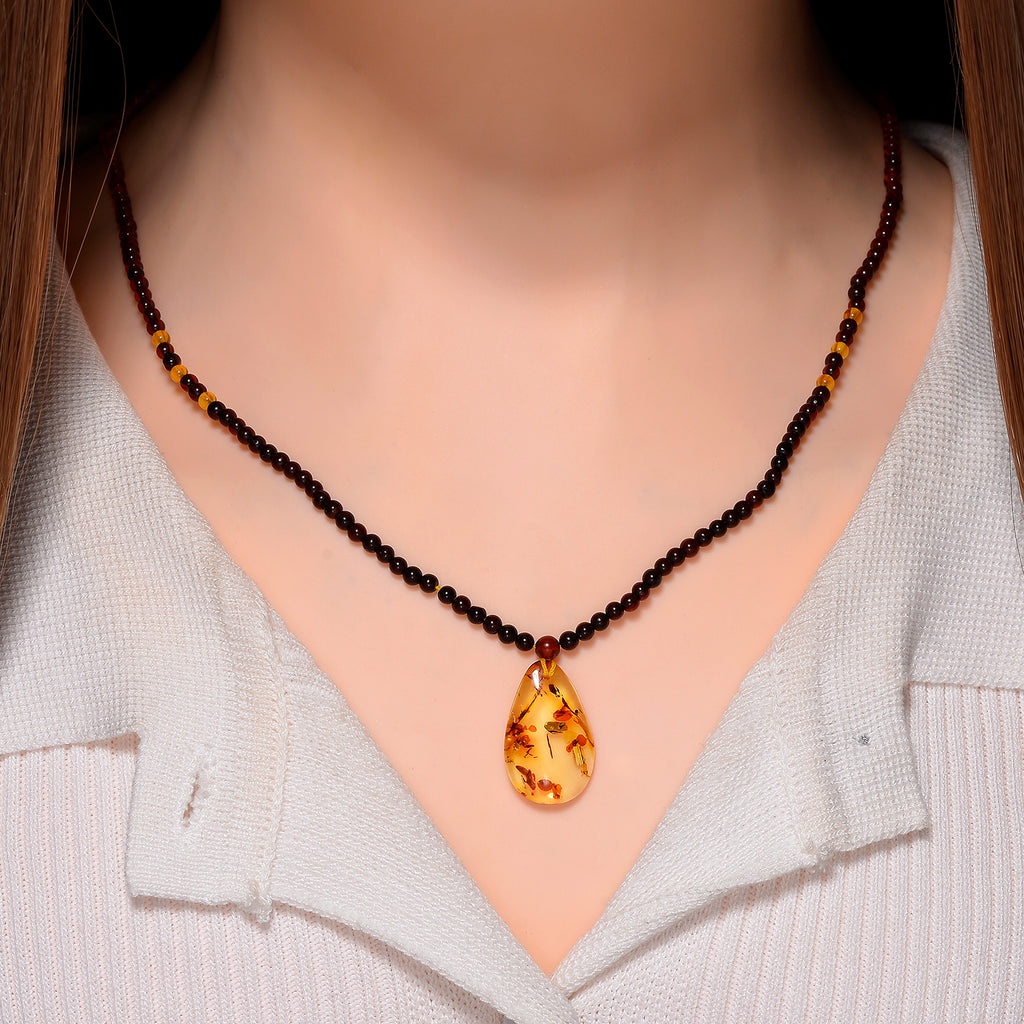 Multi Colour Amber Beads Necklace (Size 22 + 2 Ext) in Yellow Gold Plated Sterling Silver 17.50 Ct._8248055_1