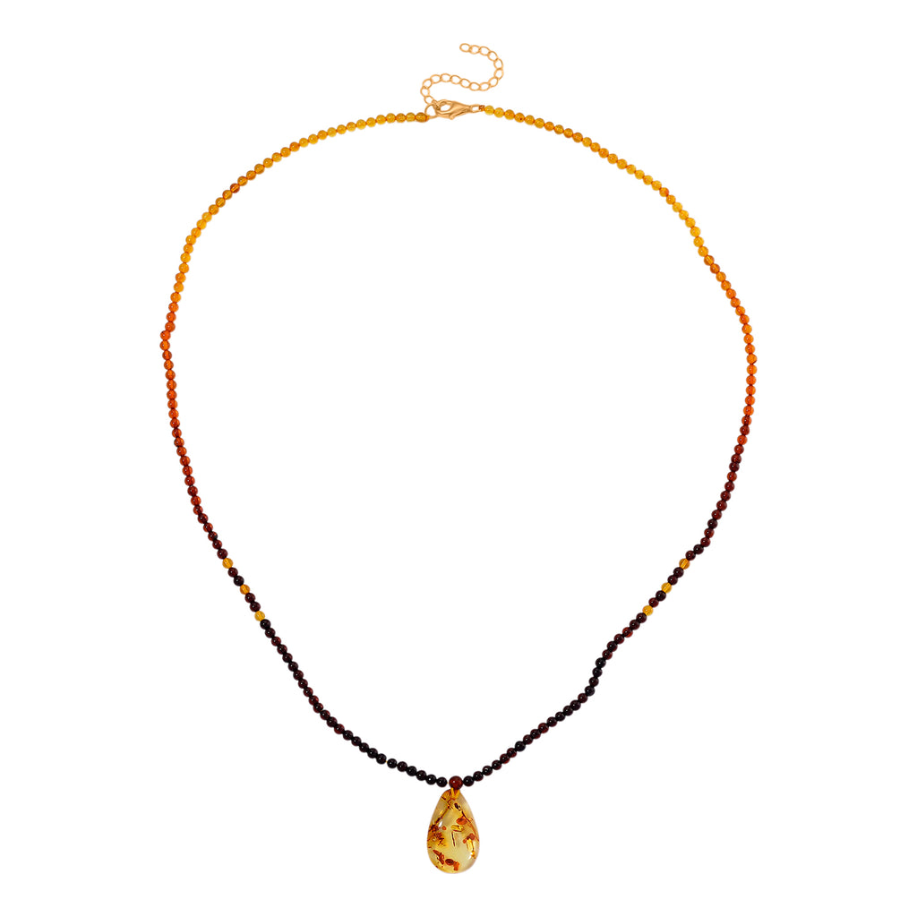Multi Colour Amber Beads Necklace (Size 22 + 2 Ext) in Yellow Gold Plated Sterling Silver 17.50 Ct._8248055_2