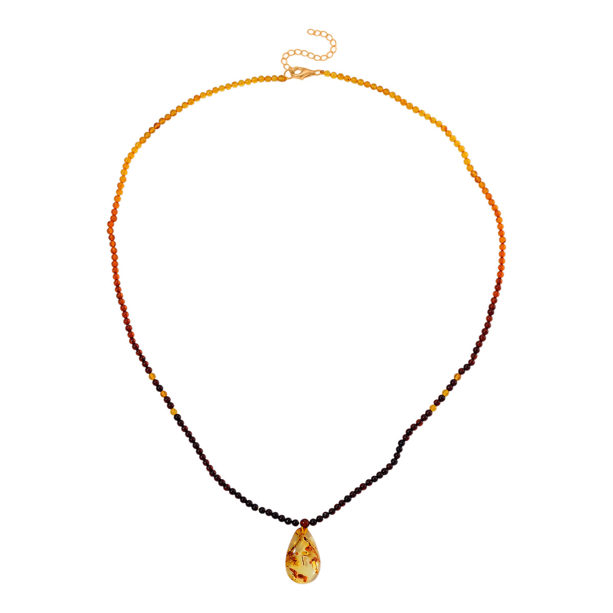 Multi Colour Amber Beads Necklace (Size 22 + 2 Ext) in Yellow Gold Plated Sterling Silver 17.50 Ct. 8248055 3