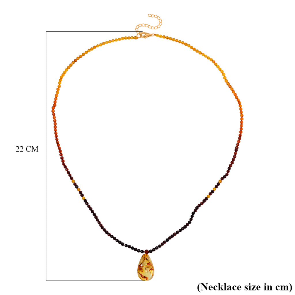 Multi Colour Amber Beads Necklace (Size 22 + 2 Ext) in Yellow Gold Plated Sterling Silver 17.50 Ct._8248055_5