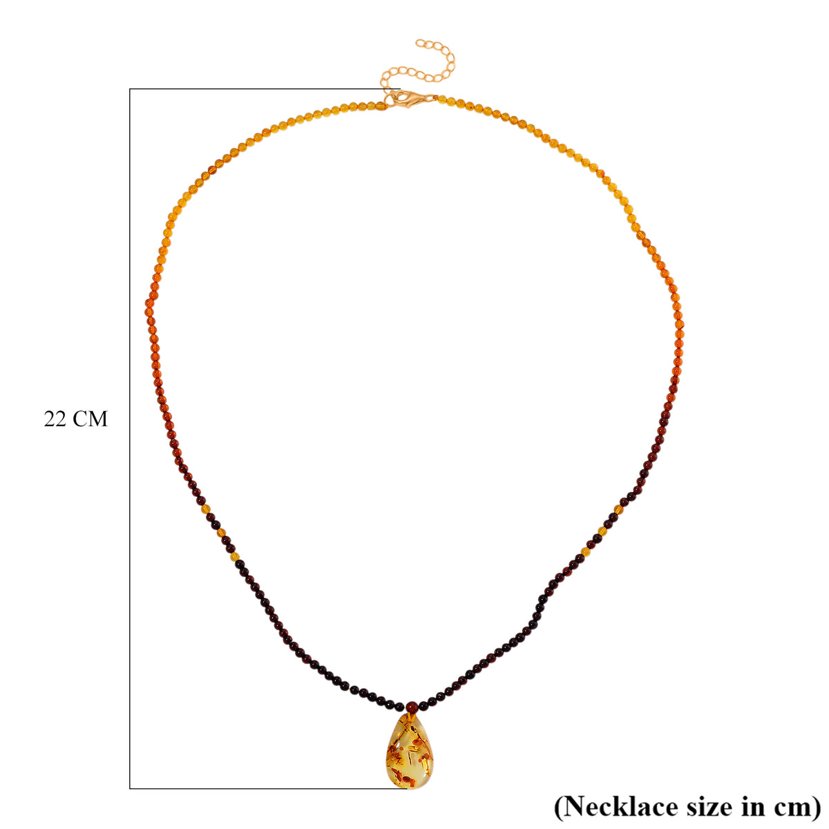 Multi Colour Amber Beads Necklace (Size 22 + 2 Ext) in Yellow Gold Plated Sterling Silver 17.50 Ct. 8248055 6