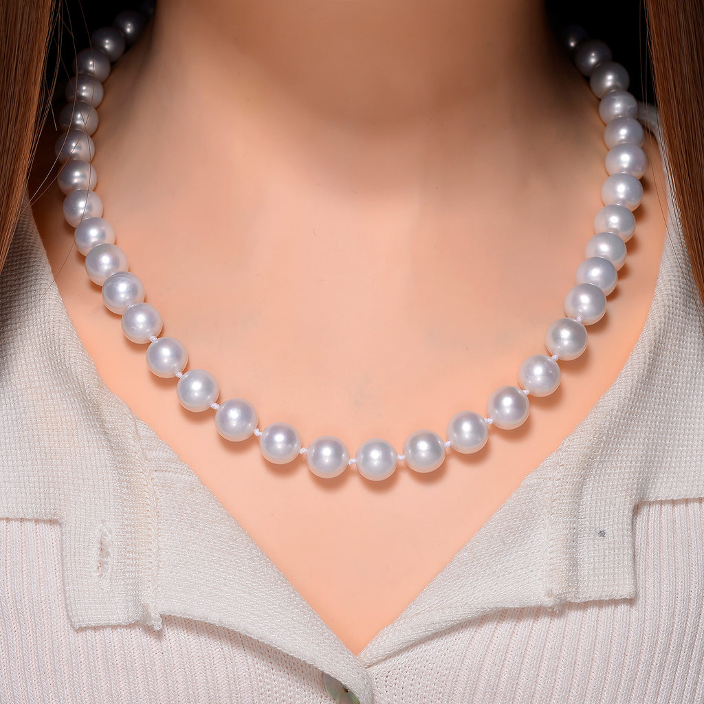 AAA Rare Size Edison Pearl (8-10mm) Necklace (Size 30) in Rhodium Overlay Sterling Silver_8248083_1