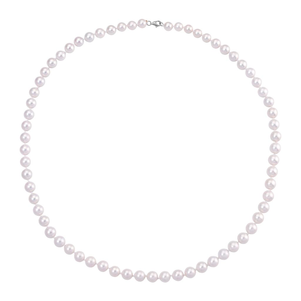 AAA Rare Size Edison Pearl (8-10mm) Necklace (Size 30) in Rhodium Overlay Sterling Silver_8248083_4