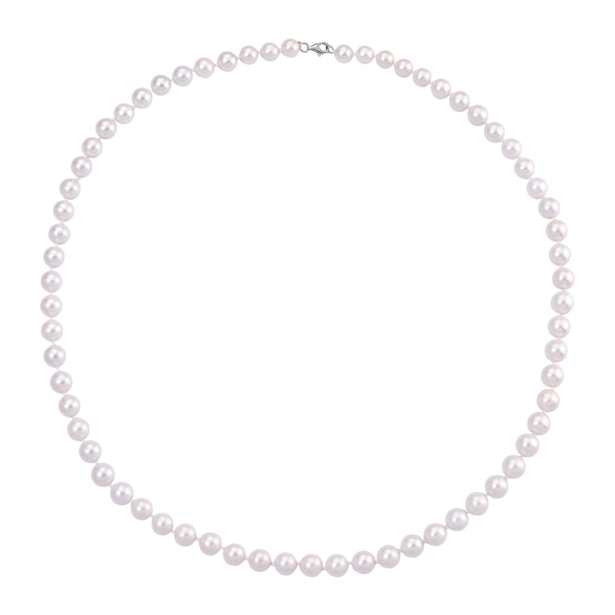 AAA Rare Size Edison Pearl (8-10mm) Necklace (Size 30) in Rhodium Overlay Sterling Silver 8248083 5