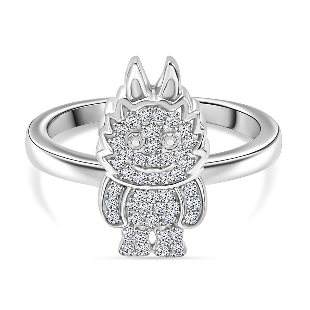 Luxuriant Round Cut Lab Grown Diamond (SI/GH) Ring in Rhodium Overlay Sterling Silver 0.25 Ct._8248126