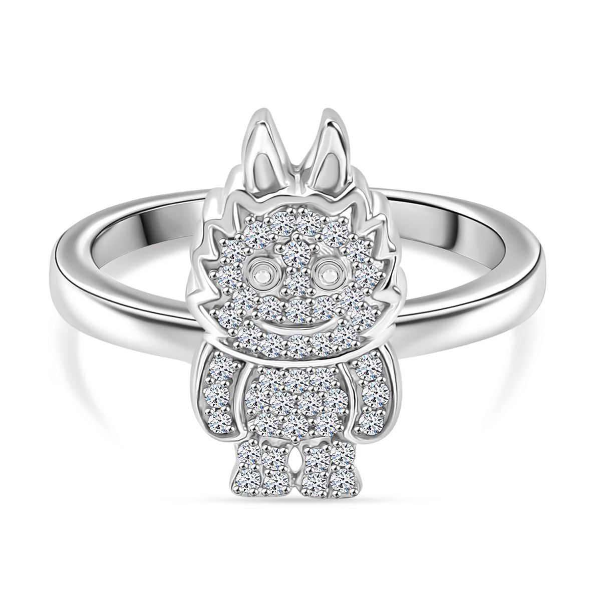 LUXURIANT Lab Grown Diamond Doll Ring in Rhodium Overlay Sterling Silver V32555249 0