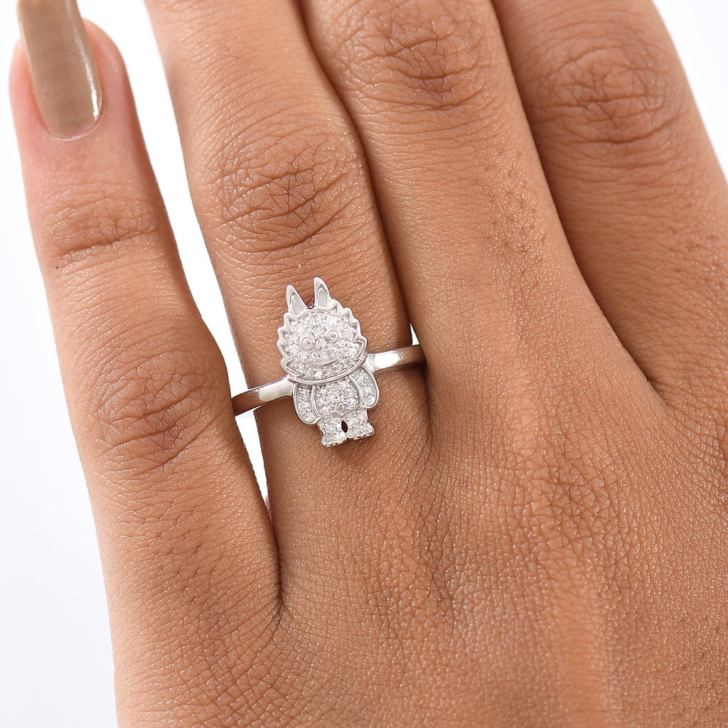 Luxuriant Round Cut Lab Grown Diamond (SI/GH) Ring in Rhodium Overlay Sterling Silver 0.25 Ct._8248126_2