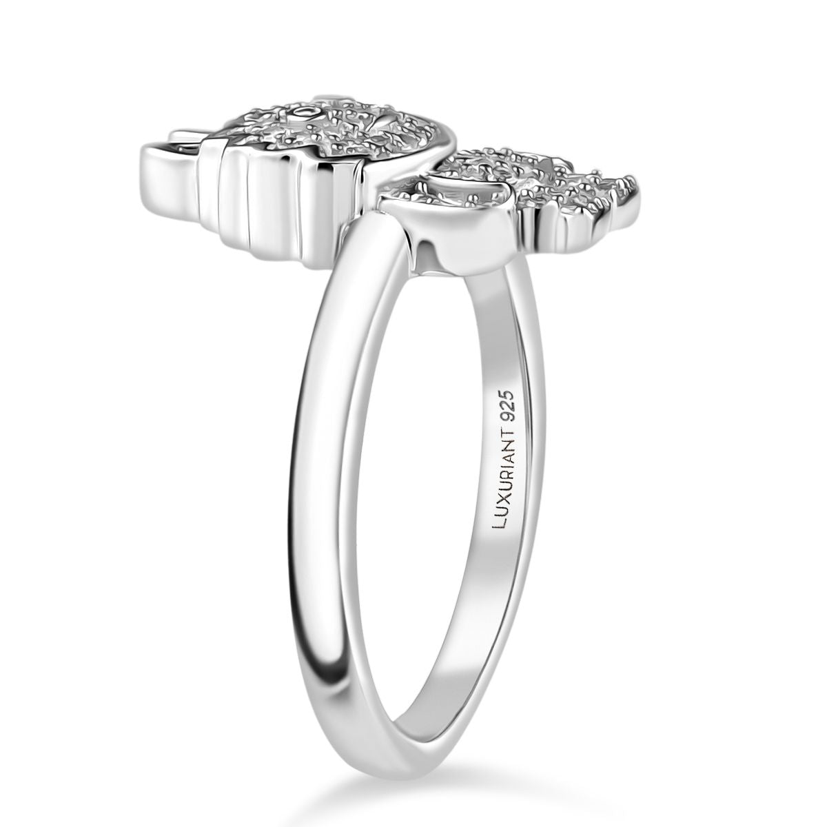 LUXURIANT Lab Grown Diamond Doll Ring in Rhodium Overlay Sterling Silver V32555249 4