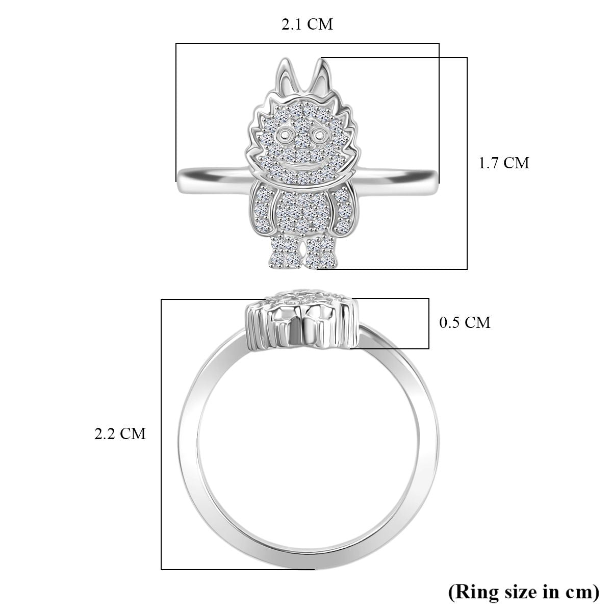 LUXURIANT Lab Grown Diamond Doll Ring in Rhodium Overlay Sterling Silver V32555249 6