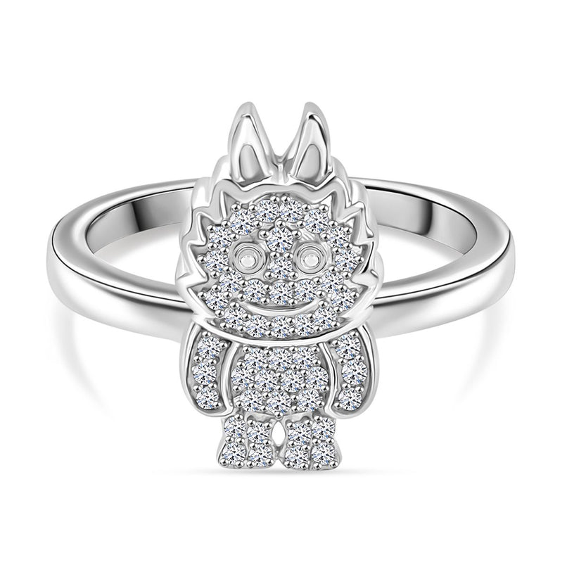 Luxuriant Round Cut Lab Grown Diamond (SI/GH) Ring in Rhodium Overlay Sterling Silver 0.25 Ct._8248132