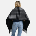 La Marey 100% Merino Wool Checked Scarf (190 x 50 cm) - Black_8248236_1