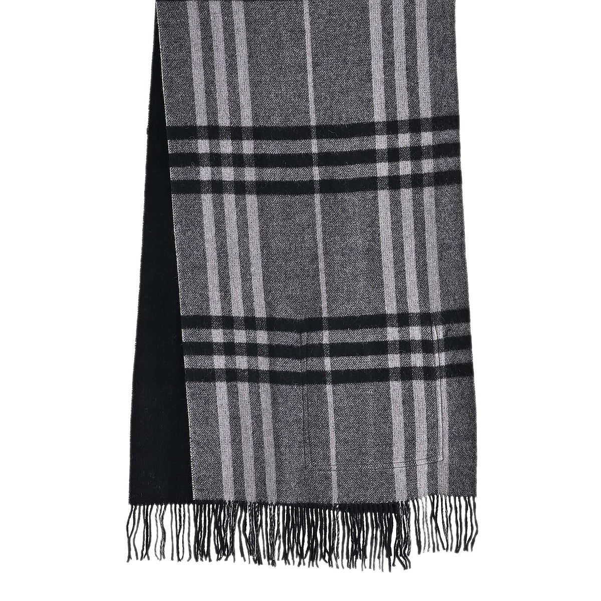 La Marey 100% Merino Wool Checked Scarf (190 x 50 cm) - Black V32528578 4