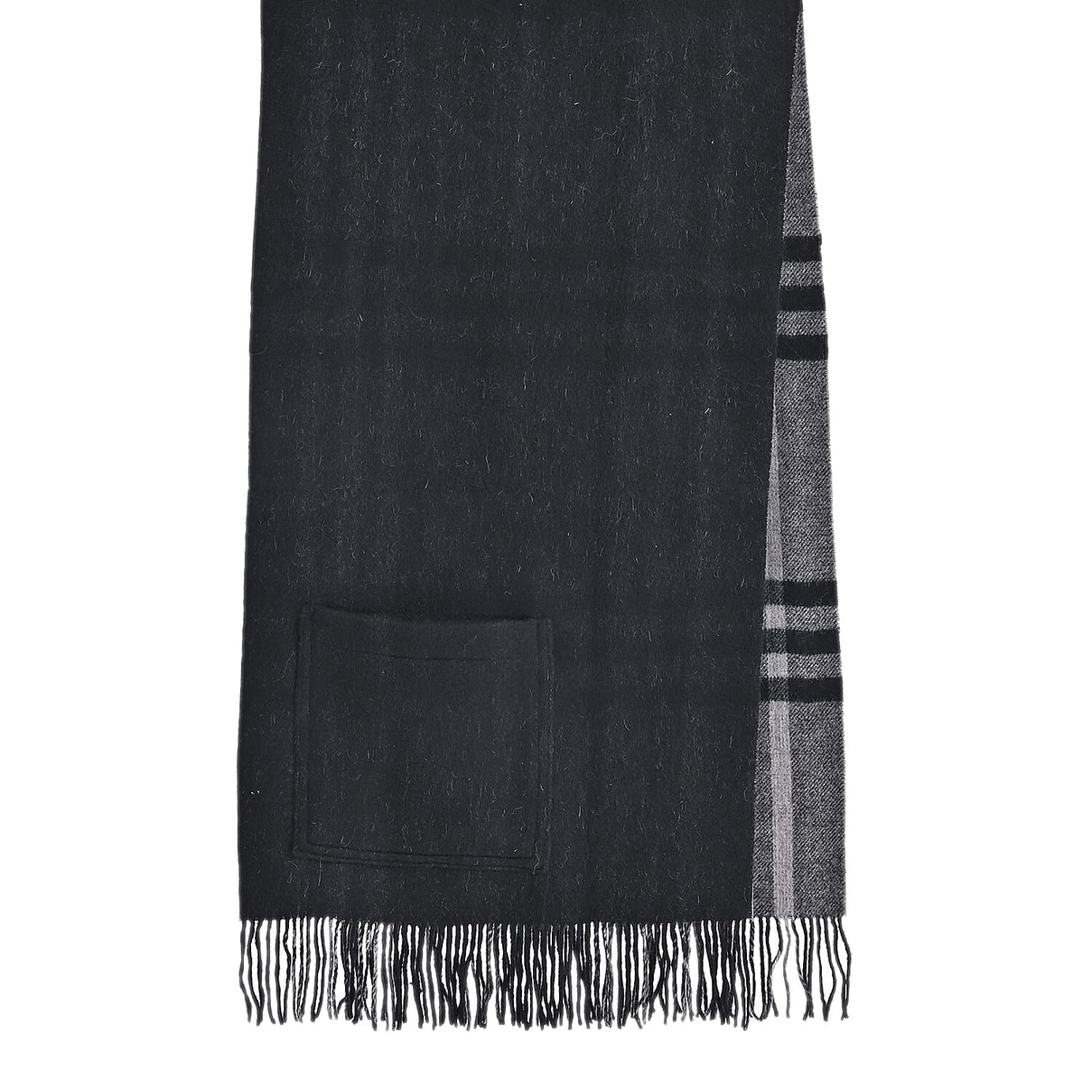 La Marey 100% Merino Wool Checked Scarf (190 x 50 cm) - Black V32528578 5