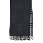 La Marey 100% Merino Wool Checked Scarf (190 x 50 cm) - Black_8248236_5