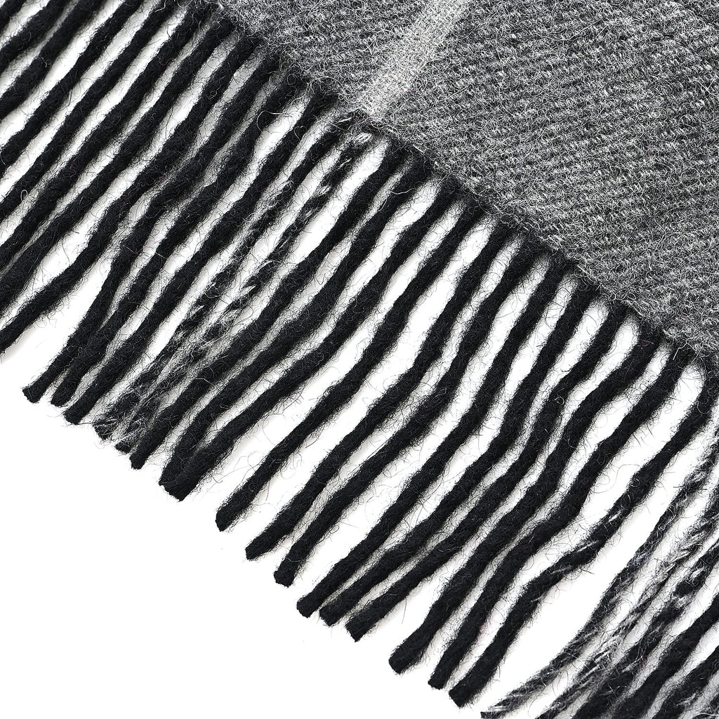 La Marey 100% Merino Wool Checked Scarf (190 x 50 cm) - Black_8248236_6