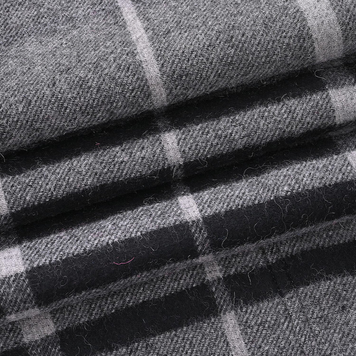 La Marey 100% Merino Wool Checked Scarf (190 x 50 cm) - Black V32528578 7