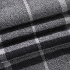 La Marey 100% Merino Wool Checked Scarf (190 x 50 cm) - Black_8248236_7
