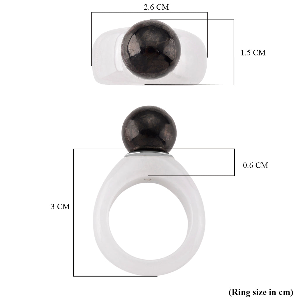 D'Joy Shungite & Natural Type A Jadeite Solitaire Band Ring in Rhodium Overlay Sterling Silver 30.75 Ct._8248801_4