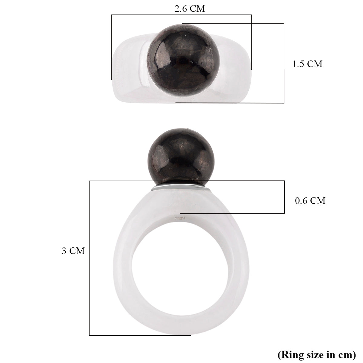 D'Joy Shungite &amp; Natural Type A Jadeite Solitaire Band Ring in Rhodium Overlay Sterling Silver 30.75 Ct. 8248801 5