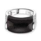 D'Joy Natural Shungite Solitaire Ring in Rhodium Overlay Sterling Silver 12.00 Ct._8248844