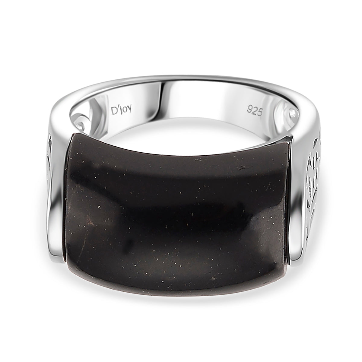 D'Joy Natural Shungite Solitaire Ring in Rhodium Overlay Sterling Silver 12.00 Ct. 8248844 0