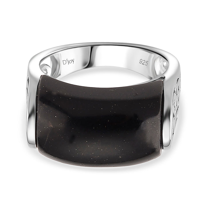 D'Joy Natural Shungite Solitaire Ring in Rhodium Overlay Sterling Silver 12.00 Ct. 8248844 1