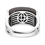 D'Joy Natural Shungite Solitaire Ring in Rhodium Overlay Sterling Silver 12.00 Ct._8248844_3