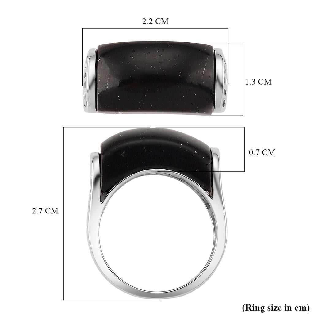 D'Joy Natural Shungite Solitaire Ring in Rhodium Overlay Sterling Silver 12.00 Ct._8248844_4