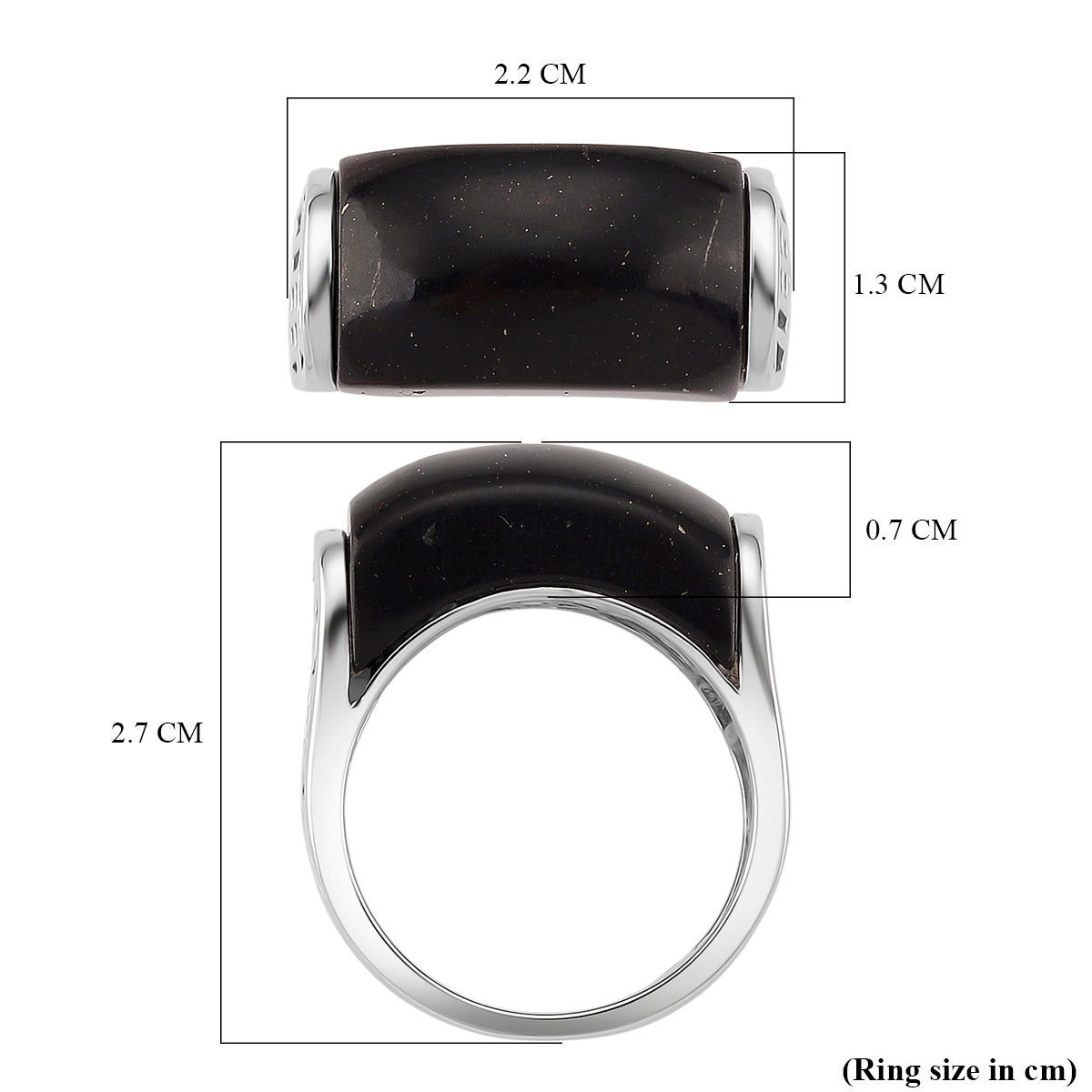 D'Joy Natural Shungite Solitaire Ring in Rhodium Overlay Sterling Silver 12.00 Ct. 8248844 5