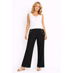 Anonymous Wide Leg Trouser With Gold Button Detail (Size 16) - Black_8249065