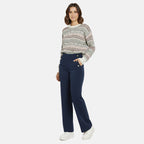 Anonymous Wide Leg Trouser With Gold Button (Size 16) - Navy_8249071_1