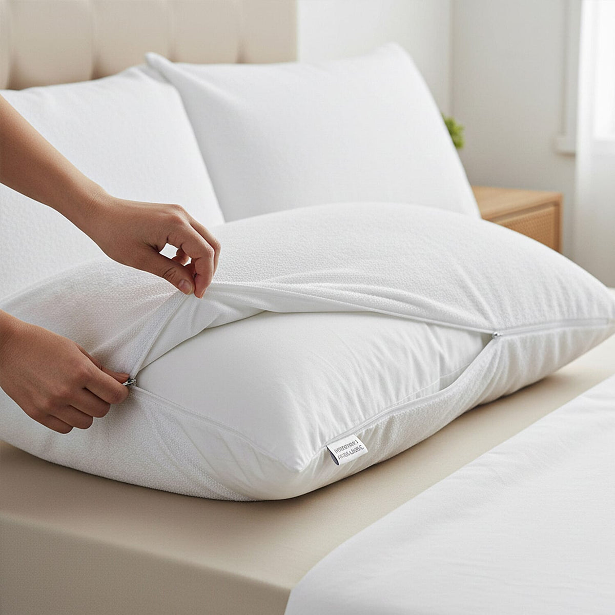 Set of 2 Terry Towelling Water Proof Pillow Protectors (74x48cm) - White 8249096 3