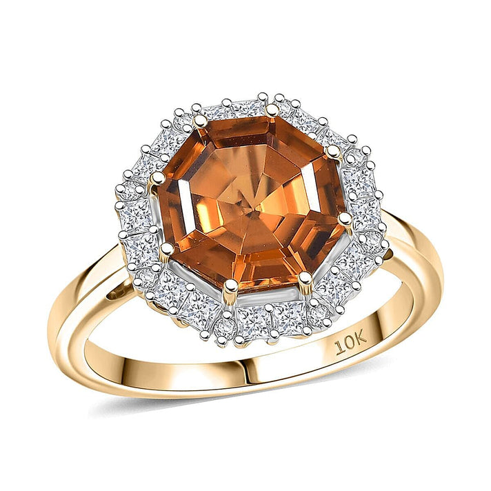Certified &amp; Appraised LUXURIANT AAA Golden Turkizite, Lab Grown Diamond GH, SI Solitaire Ring in 10K Yellow Gold, Gold Wt.3.22 Gms  4.450  Ct. 8249113 1