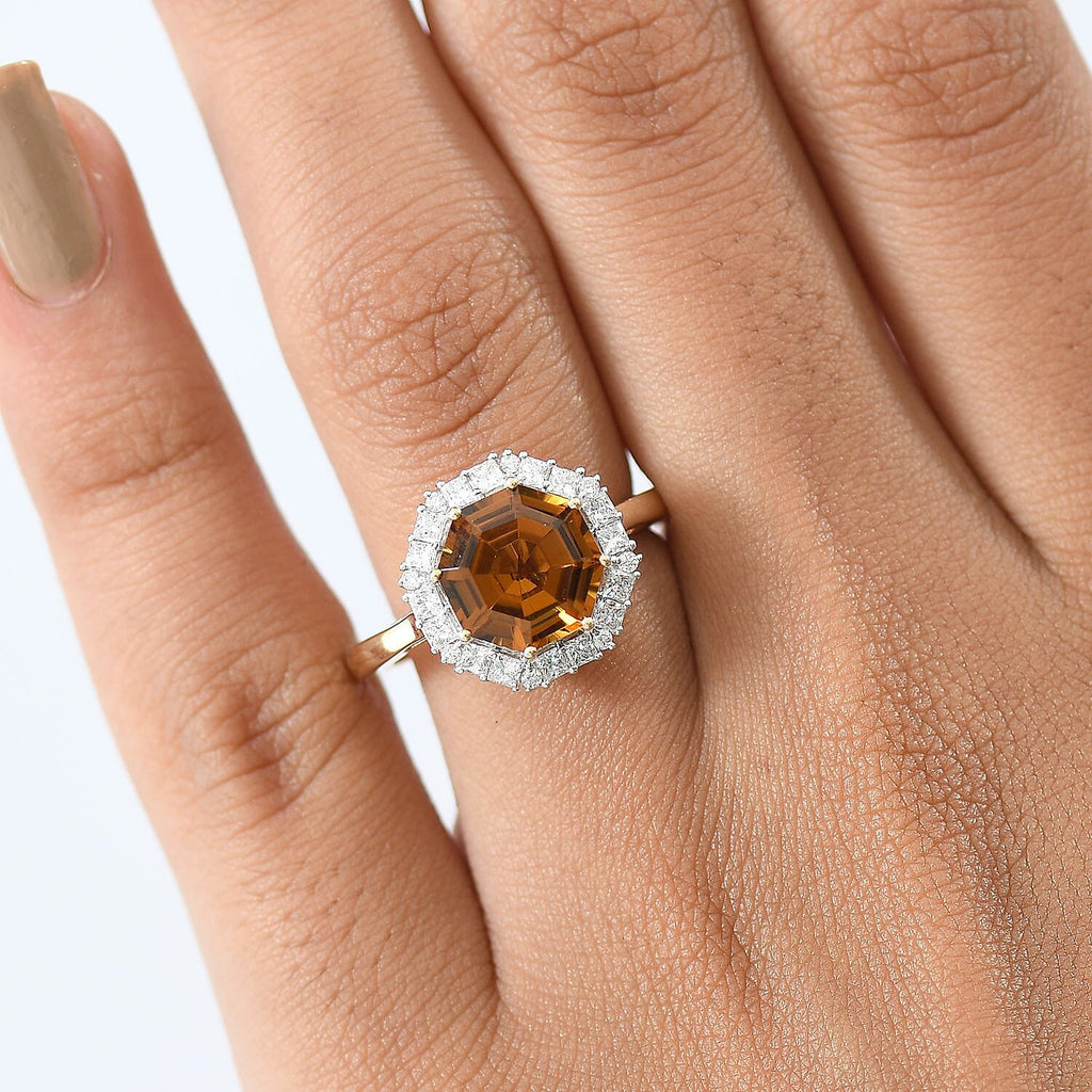 Luxuriant 10K Yellow Gold AAA Golden Turkizite, Lab Grown Diamond GH, SI Solitaire Ring, Gold Wt.3.28 Gms  4.450  Ct._8249115_2